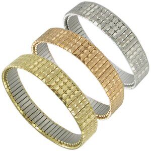 Set of 3: Silver, Gold and Rose Gold Tone Expansion Bracelets